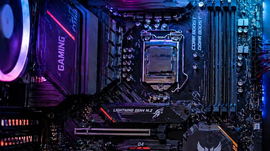 billede af et motherboard i en gaming pc