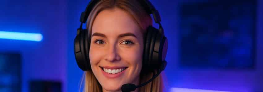 kvinde med et trådløs gaming headset